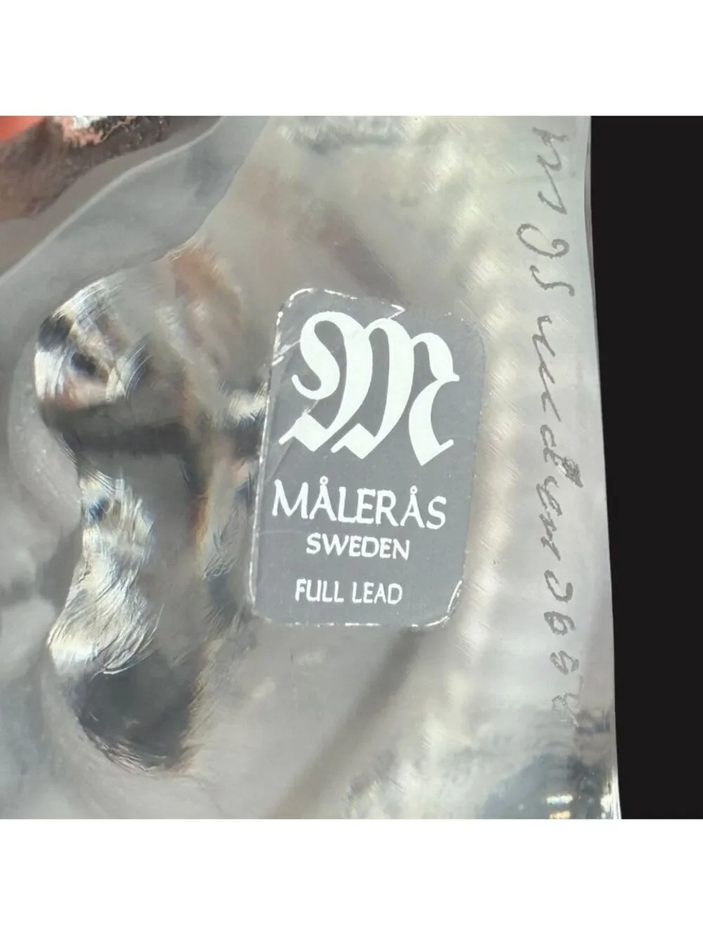 Rare Maleras Sweden Crystal Wolf Figurine Mats Jonasson Signed Lead Crystal 5.5